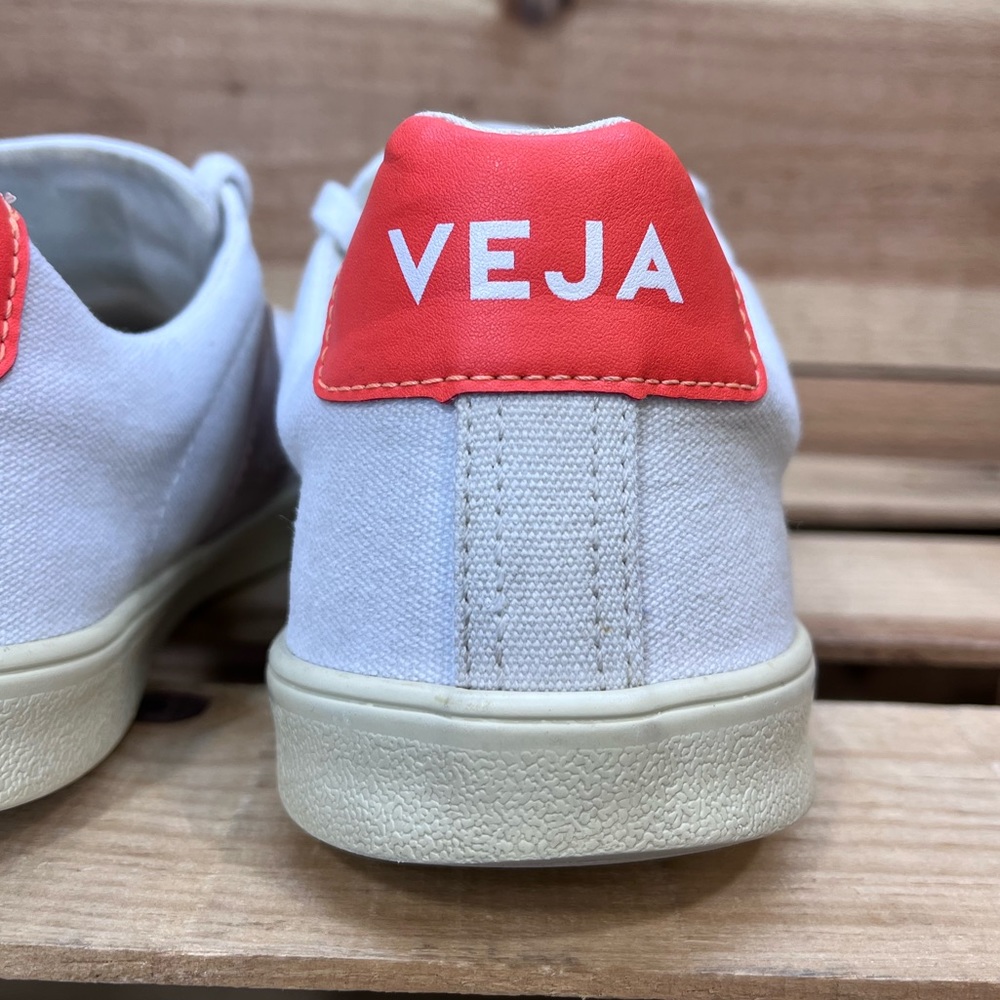 Veja White Sneakers with Pink Accent and Coral Heel - Picture 11 of 15
